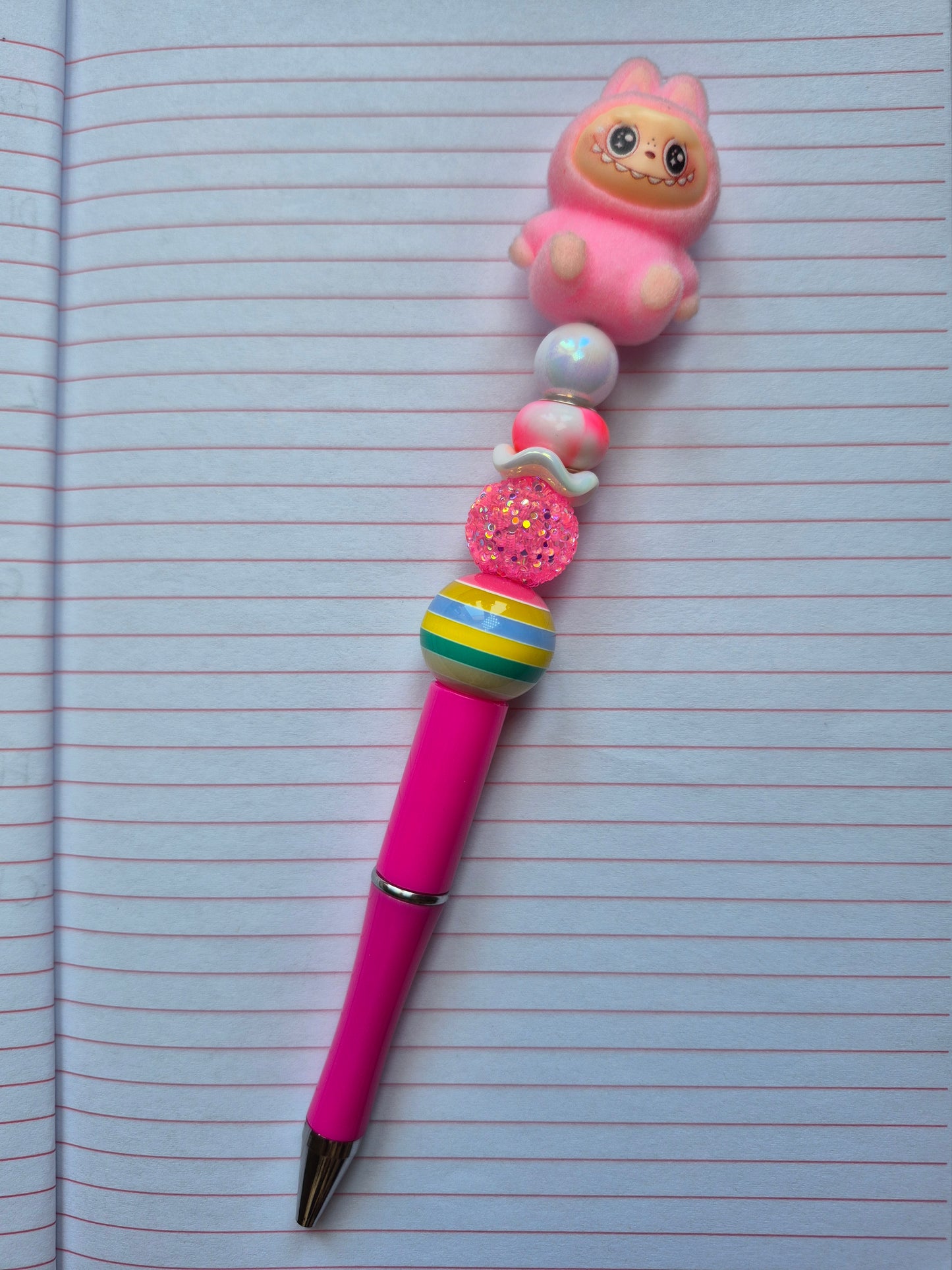 Beaded Pen with Fuzzy Character