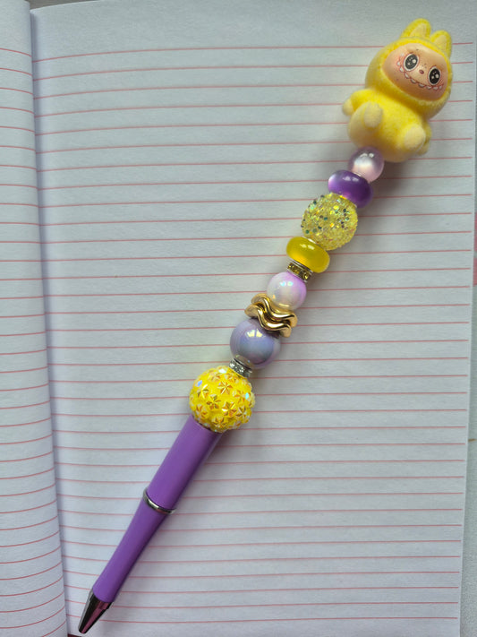 Beaded Pen with Fuzzy Character