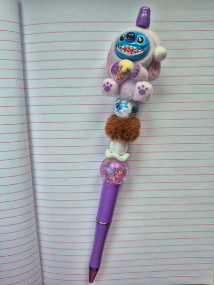 Beaded Pen with Fuzzy Character