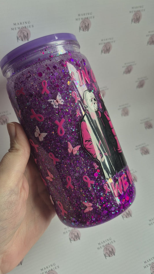Breast Cancer Awareness Snowglobe Tumbler
